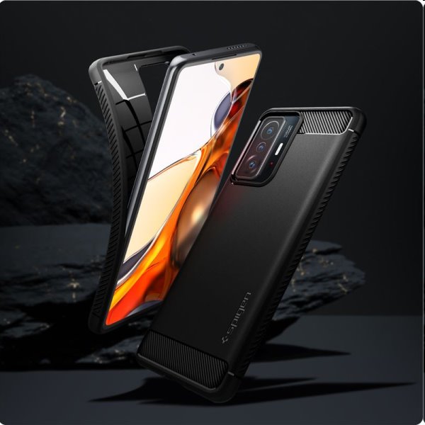 Pouzdro Spigen Rugged Armor pro Xiaomi 11T/11T Pro, černé Pouzdro Spigen Rugged Armor pro Xiaomi 11T/11T Pro, černé