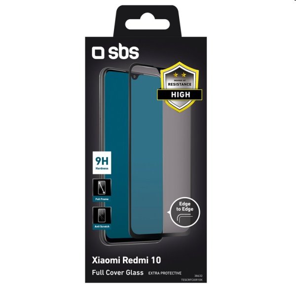 SBS Full Cover Glass Screen Protector for Xiaomi Redmi 10, black