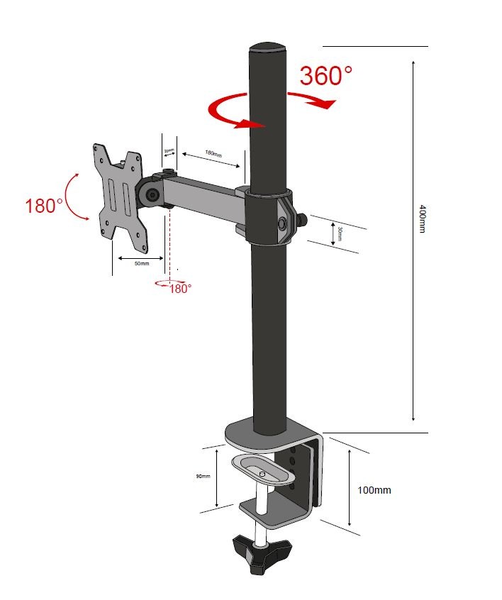 TB Touch držák monitoru na stůl TB-MO1, 10 - 27" (10 kg), černý