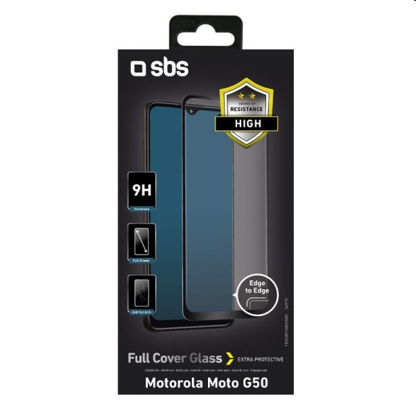 Tvrzené sklo SBS Full Cover pro Motorola Moto G50 5G/G50/E7, černé