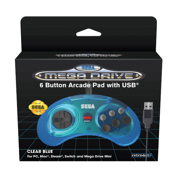 Retro-Bit SEGA MD 6-button Pad USB, modrý