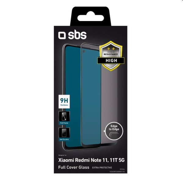 Tvrzené sklo SBS Full Cover pro Xiaomi Redmi Note 11/Note 11T 5G, černé