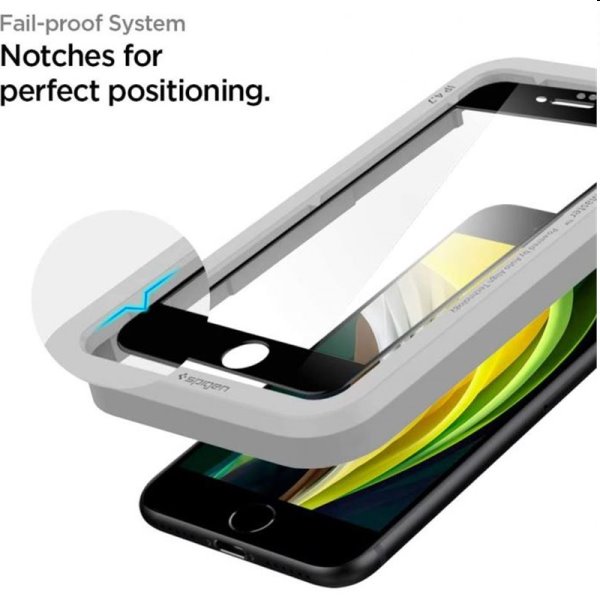 Tvrzené sklo Spigen AlignMaster FC pro Apple iPhone SE 20/SE 22/8/7, černé Tvrzené sklo Spigen AlignMaster FC pro Apple iPhone SE 20/SE 22/8/7, černé