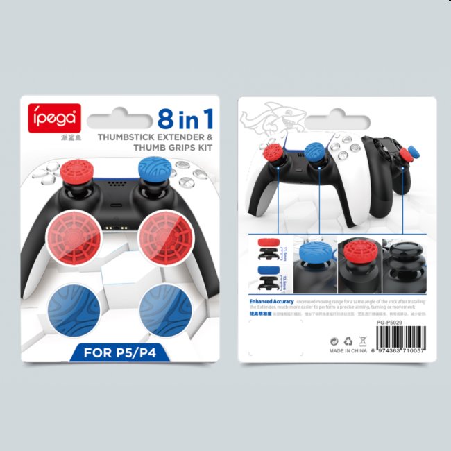 iPega P5029 PlayStation 4/5 controller cap set, red/blue