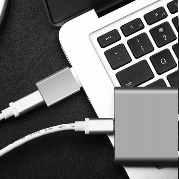 FIXED Link redukce z hliníku USB-C na USB-A, šedá