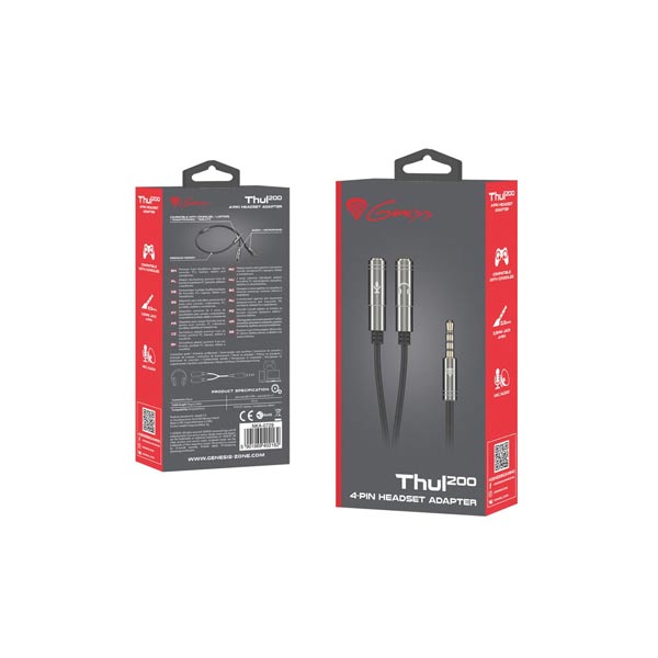 Genesis Thul 200 Prémiový 4-PIN adaptér sluchadel Genesis Thul 200 Prémiový 4-PIN adaptér sluchadel