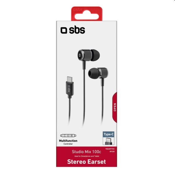 SBS Sluchátka Studio Mix 100C s mikrofonem a konektorem USB-C, černé SBS Sluchátka Studio Mix 100C s mikrofonem a konektorem USB-C, černé