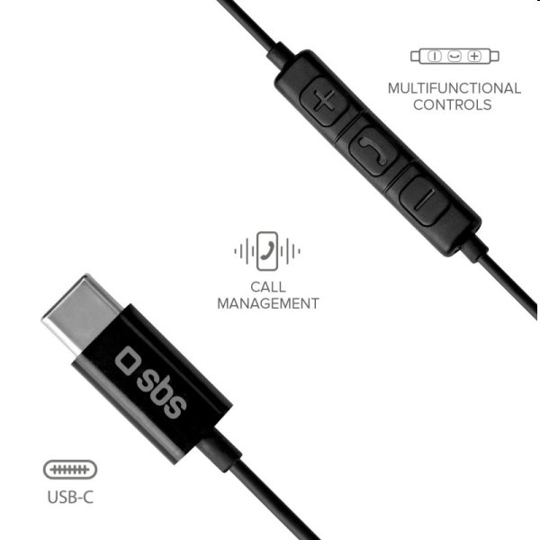 SBS Sluchátka Studio Mix 100C s mikrofonem a konektorem USB-C, černé SBS Sluchátka Studio Mix 100C s mikrofonem a konektorem USB-C, černé
