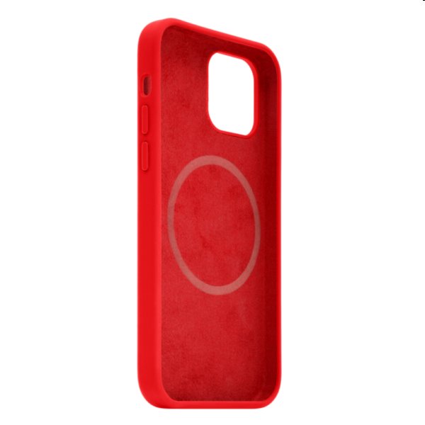 FIXED MagFlow Silikonový kryt s podporou Magsafe pro Apple iPhone 12/12 Pro, červený