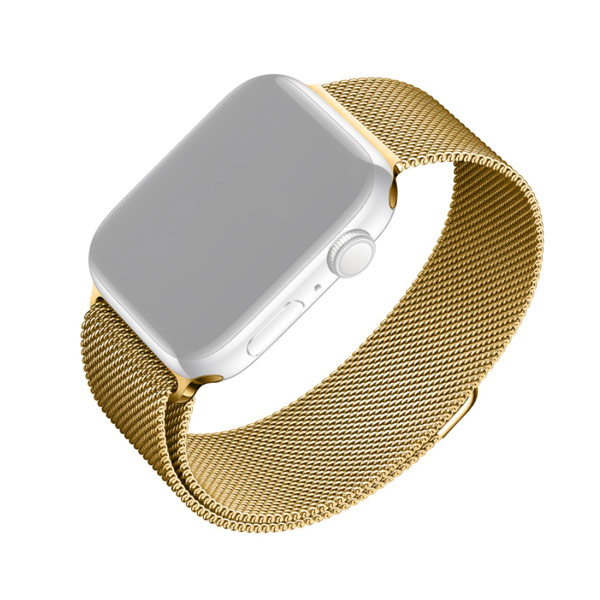 FIXED Mesh Nerezový řemínek pro Apple Watch 42/44/45 mm, zlatý
