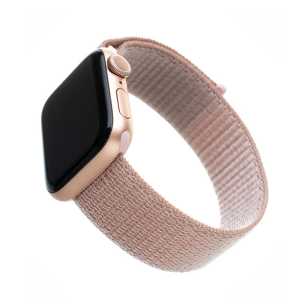 FIXED Nylonový řemínek pro Apple Watch 42/ 44/ 45 mm, růžovo-zlatý