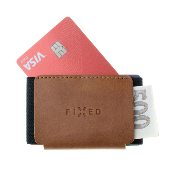 FIXED Smile Kožená peněženka se smart trackerem, hnědá