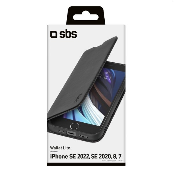 SBS pouzdro Book Wallet Lite pro Apple iPhone SE 2022/SE 2020/8/7, černá SBS pouzdro Book Wallet Lite pro Apple iPhone SE 2022/SE 2020/8/7, černá