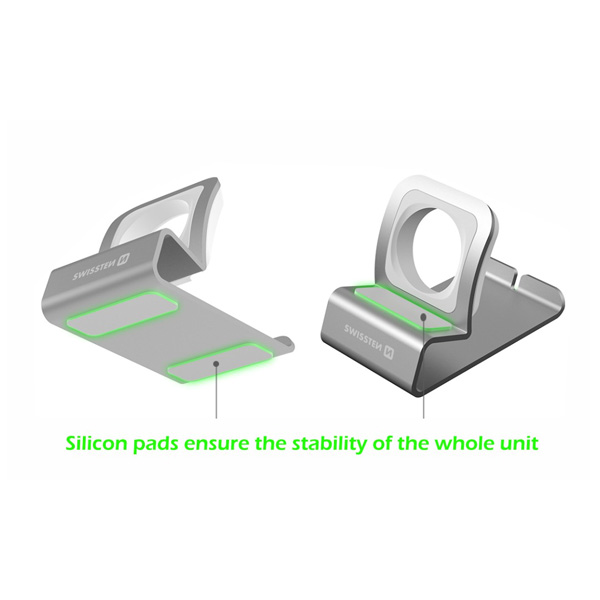 Swissten hliníkový stojan pro Apple Watch, šedý Swissten hliníkový stojan pro Apple Watch, šedý