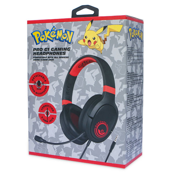 Dětské herní sluchátka OTL Technologies Pokémon Poké ball PRO G1, černé, červené