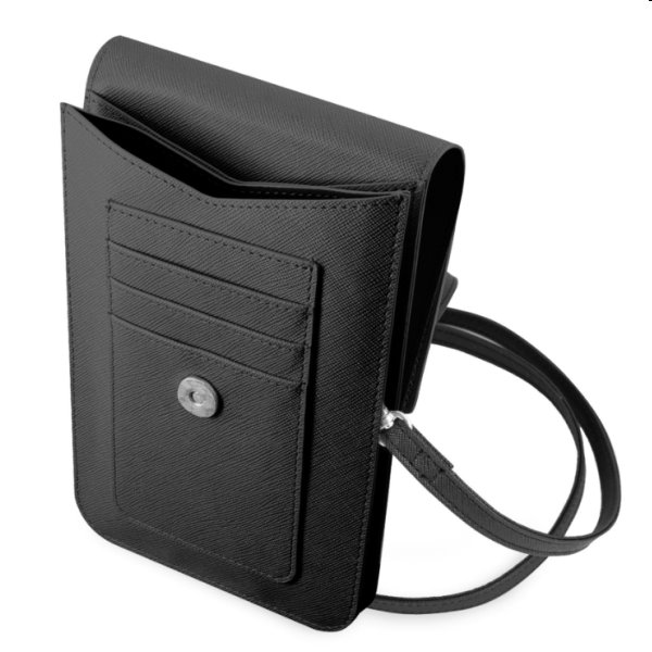 Guess PU Saffiano Triangle Logo Phone Bag, black Guess PU Saffiano Triangle Logo Phone Bag, black