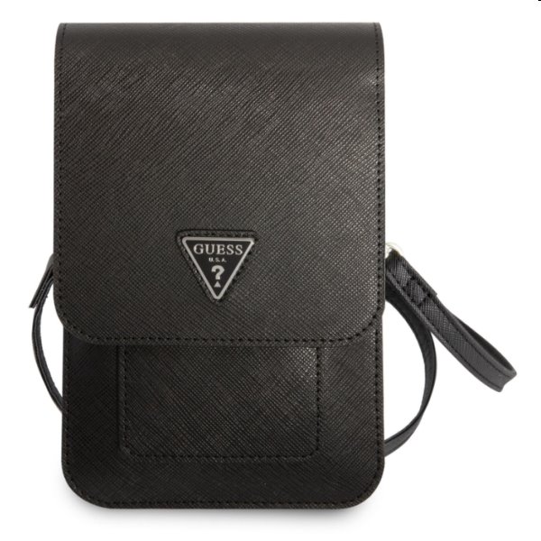Guess PU Saffiano Triangle Logo Phone Bag, black Guess PU Saffiano Triangle Logo Phone Bag, black