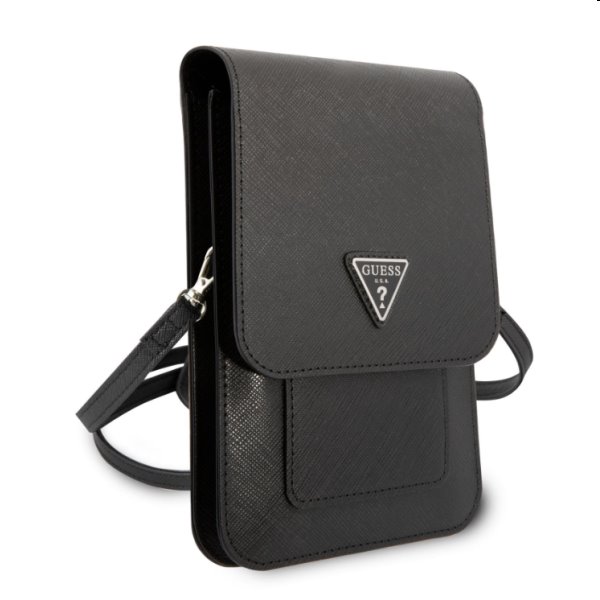 Guess PU Saffiano Triangle Logo Phone Bag, black Guess PU Saffiano Triangle Logo Phone Bag, black