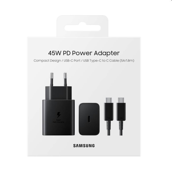 Rýchlonabíječka Samsung 45W s USB-C kabelem, black