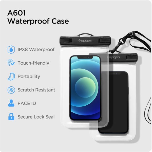 Spigen Velo A601 univerzální voděodolné pouzdro pro smartfony, 2 kusy, clear