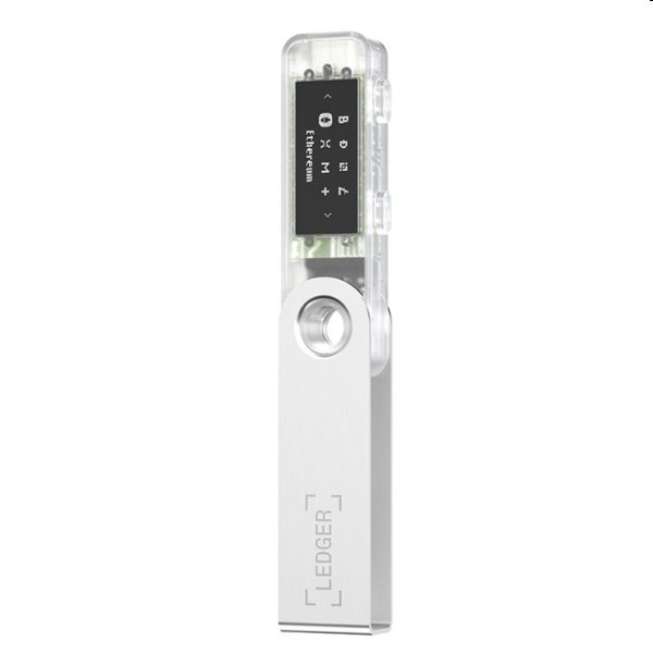 Ledger Nano S Plus hardverová peněženka na kryptomeny, transparentní