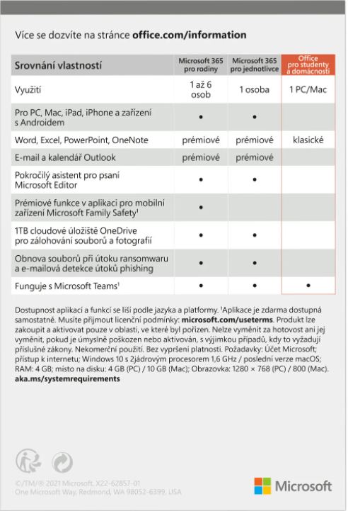 Microsoft Office 2021 pro studenty a domácnosti - 1 PC/Mac Microsoft Office 2021 pro studenty a domácnosti - 1 PC/Mac