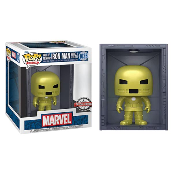 POP! Deluxe: Iron Man Hall of Armor Iron Man Model 1 (Marvel) Previews Edition (Metallic)