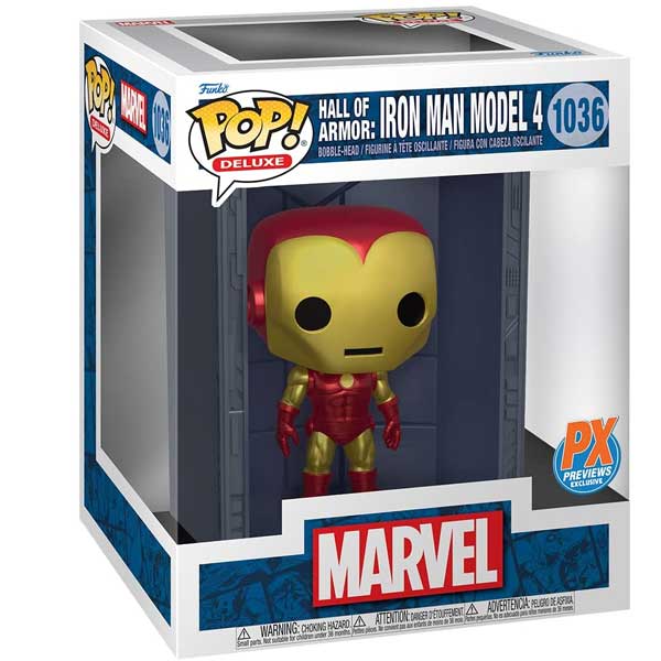 POP! Deluxe: Iron Man Hall of Armor Iron Man Model 4 (Marvel) Previews Edition (Metallic)