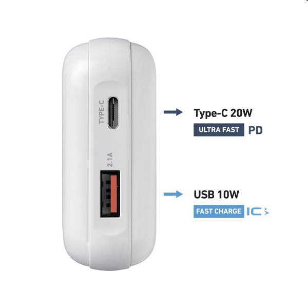 SBS Powerbank10000 mAh, USB/USB-C PD 20 W, bílá SBS Powerbank10000 mAh, USB/USB-C PD 20 W, bílá