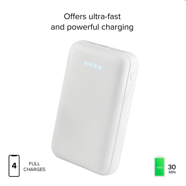 SBS Powerbank10000 mAh, USB/USB-C PD 20 W, bílá