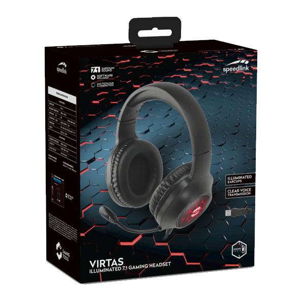 Speedlink Virtas Illuminated 7.1 Gaming Headset, black