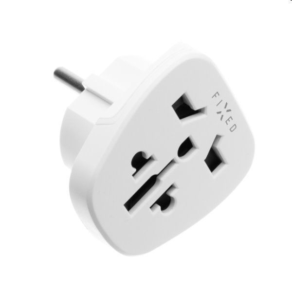 FIXED EU Adapter pro zapojení UK, US, AUS nabíječka do EU zásuvek, bílá