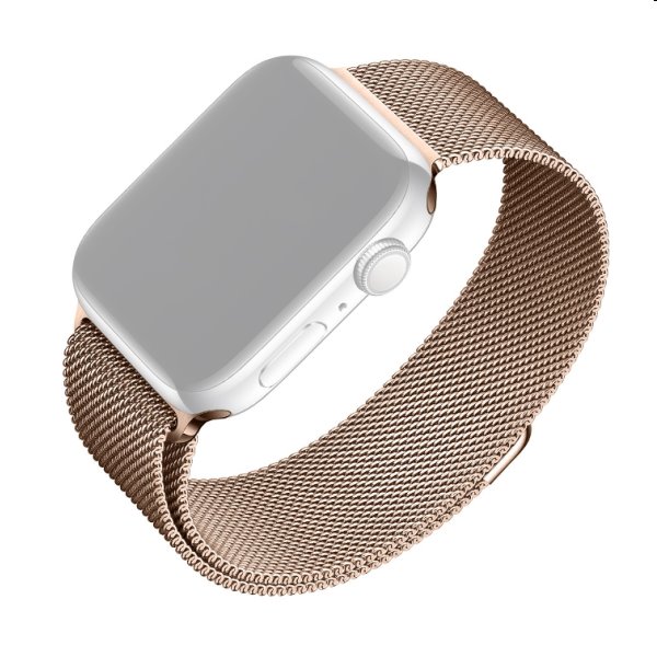 FIXED Mesh Nerezový řemínek pro Apple Watch 38/40/41 mm, růžovo zlatý