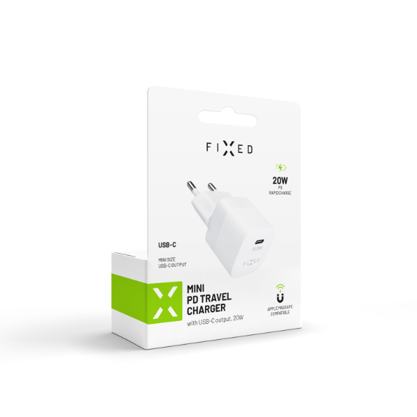 FIXED Mini charger with USB-C output and PD support, 20W, white FIXED Mini charger with USB-C output and PD support, 20W, white