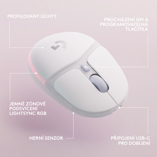 Bezdrátová herní myš Logitech G705 (Aurora Collection), bílá