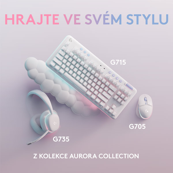 Bezdrátová herní sluchátka Logitech Aurora G735 (Aurora Collection), bílé