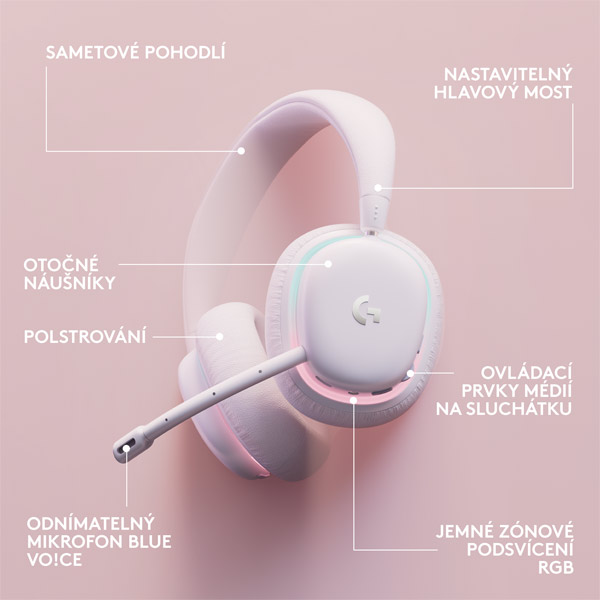 Bezdrátová herní sluchátka Logitech Aurora G735 (Aurora Collection), bílé Bezdrátová herní sluchátka Logitech Aurora G735 (Aurora Collection), bílé