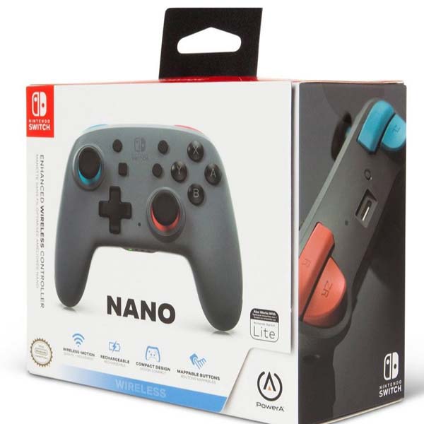 Bezdrátový ovladač PowerA Nano Enhanced pro Nintendo Switch, Grey Neon Blue Red