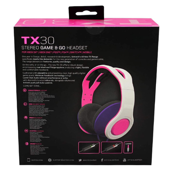 Gioteck - TX30 Stereo Game & Go Headset Pink for Switch, PS5, PS4, Xbox Series, Xbox One & Mobile