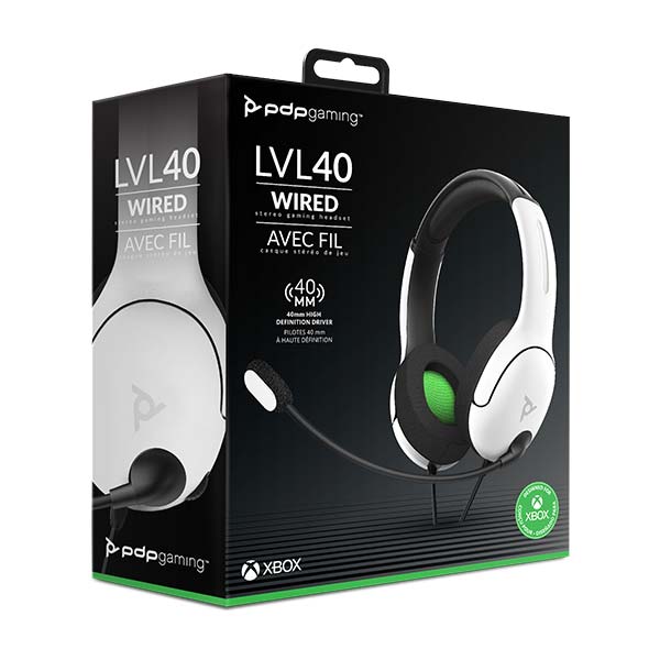 Kabelový headset PDP LVL40 pro Xbox One, White