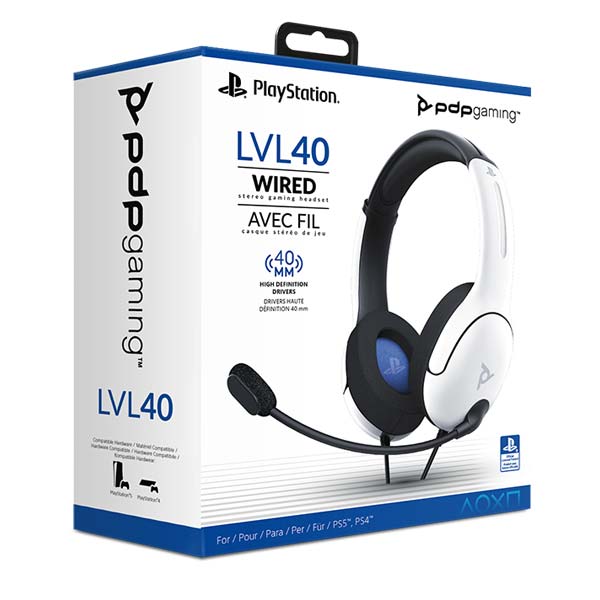 Kabelový headset PDP LVL40 Stereo pro Playstation 4, White