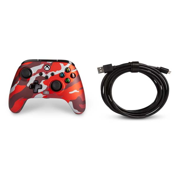 Kabelový ovladač PowerA Enhanced pro Xbox Series, Metallic Red Camo