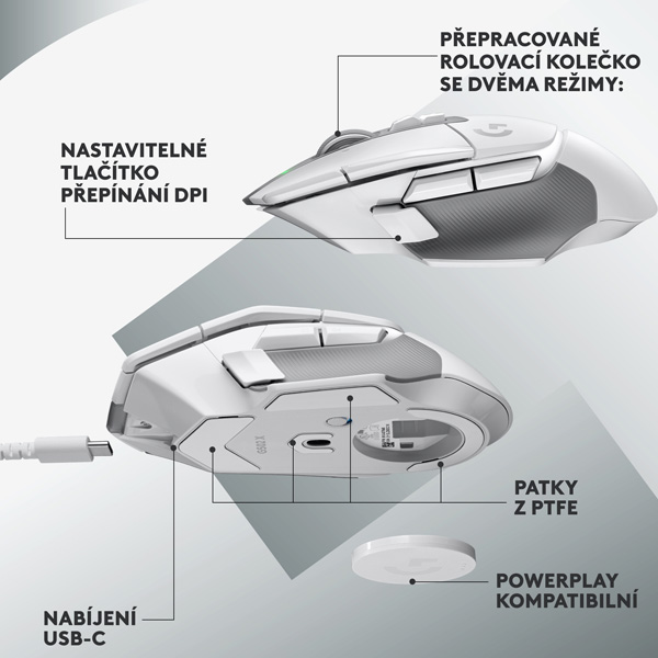 Bezdrátová herní myš Logitech G502 X Lightspeed, bílá Bezdrátová herní myš Logitech G502 X Lightspeed, bílá