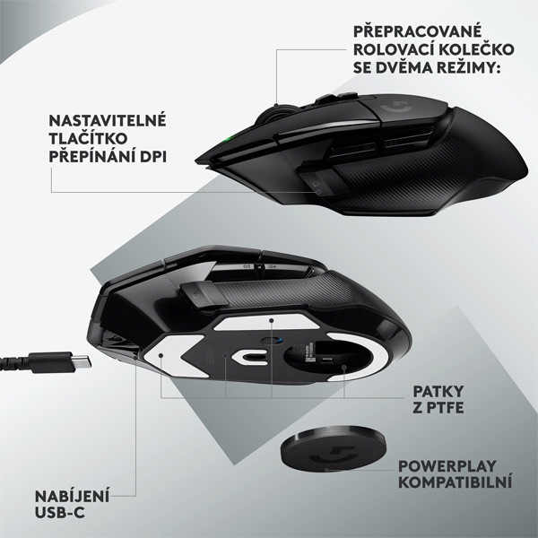 Bezdrátová herní myš Logitech G502 X Lightspeed, černá