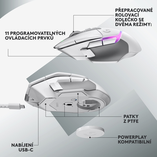 Bezdrátová herní myš Logitech G502 X Plus, bílá Bezdrátová herní myš Logitech G502 X Plus, bílá