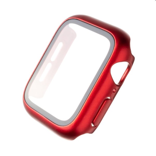 FIXED Pure+ ochranné pouzdro s temperovaným sklem pro Apple Watch 45 mm, červené