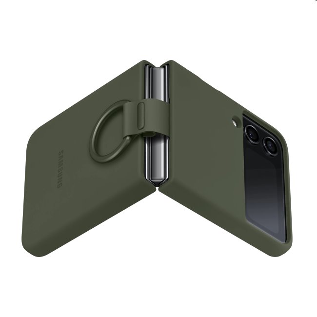Pouzdro Silicone Cover s držákem na prst pro Samsung Galaxy Z Flip4, khaki Pouzdro Silicone Cover s držákem na prst pro Samsung Galaxy Z Flip4, khaki