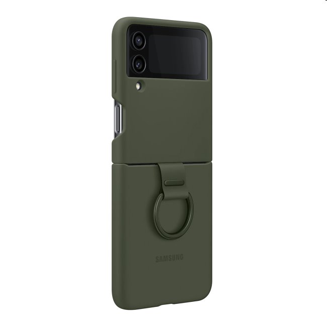 Pouzdro Silicone Cover s držákem na prst pro Samsung Galaxy Z Flip4, khaki Pouzdro Silicone Cover s držákem na prst pro Samsung Galaxy Z Flip4, khaki