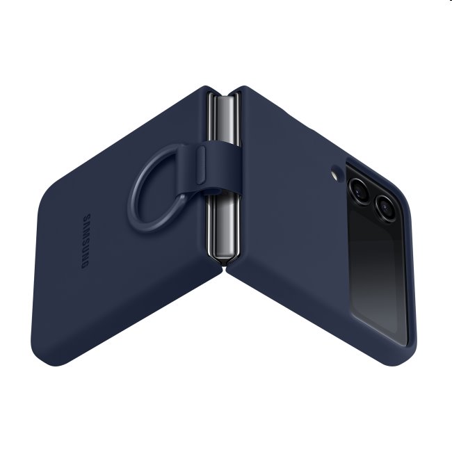 Pouzdro Silicone Cover s držákem na prst pro Samsung Galaxy Z Flip4, navy