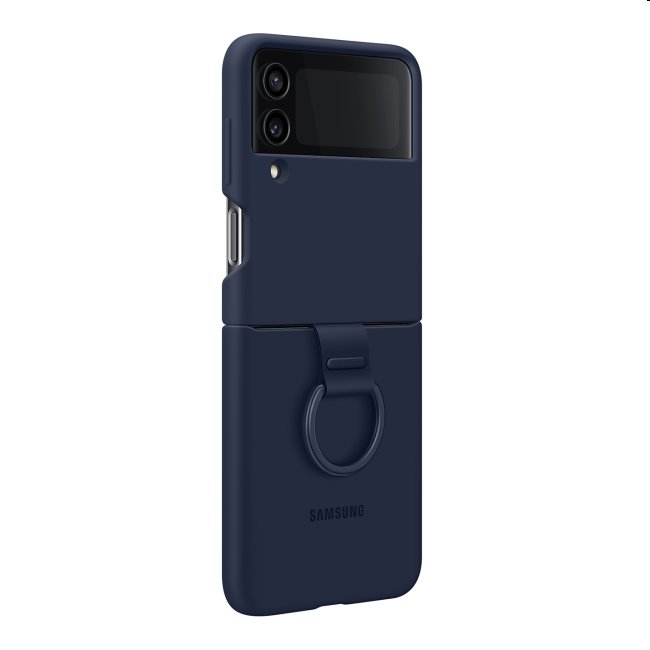 Pouzdro Silicone Cover s držákem na prst pro Samsung Galaxy Z Flip4, navy